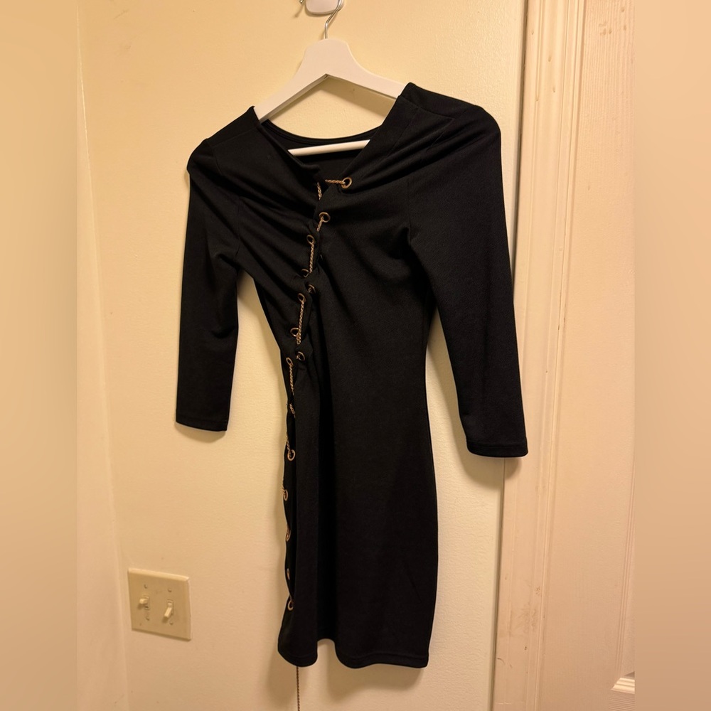 Cute mini with gold chain lacing detail